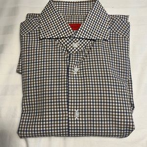 Isaia. Made in Italy. 100% cotton. Nice color blue,olive and white. Very class.